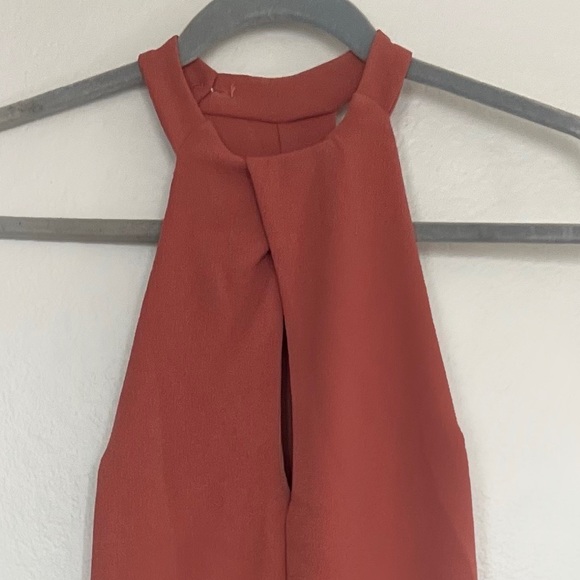 Burnt Orange Key Hole Sleeveless Wedding Guest Dress - Picture 4 of 4